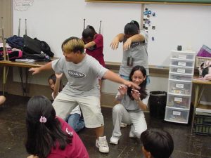 Group of children in a drama exercise