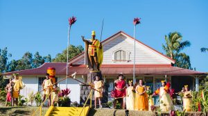 Statue of King Kamehameha during ceremony.