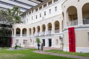People outside the No. 1 Capitol District building.