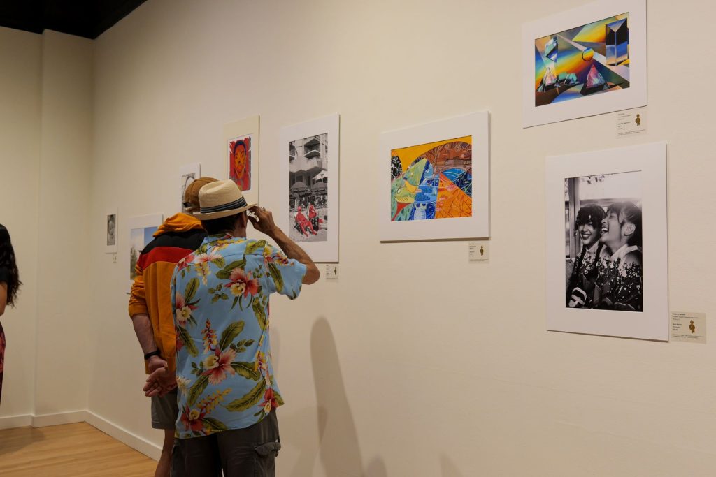 People in museum gallery