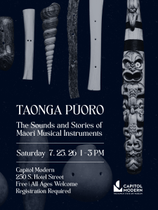 Promotional graphic for Taonga Pūoro event.