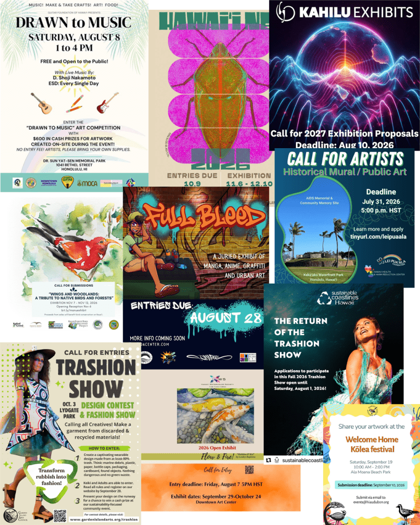 Collage of calls for artists