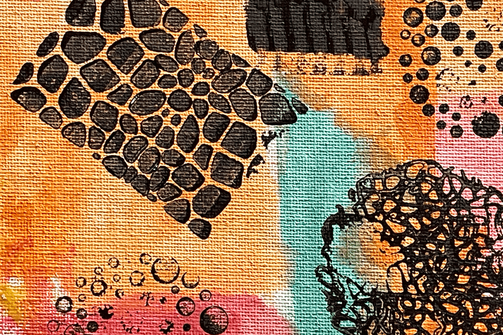 Detail of an artwork in various colors