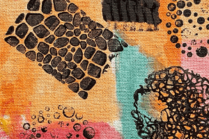 Detail of an artwork in various colors
